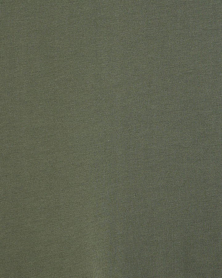 Khaki Slim Fit Long Line T-Shirt