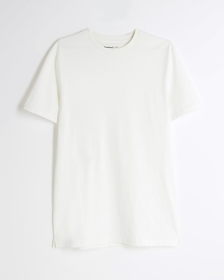 Beige Slim Fit Longline T-Shirt