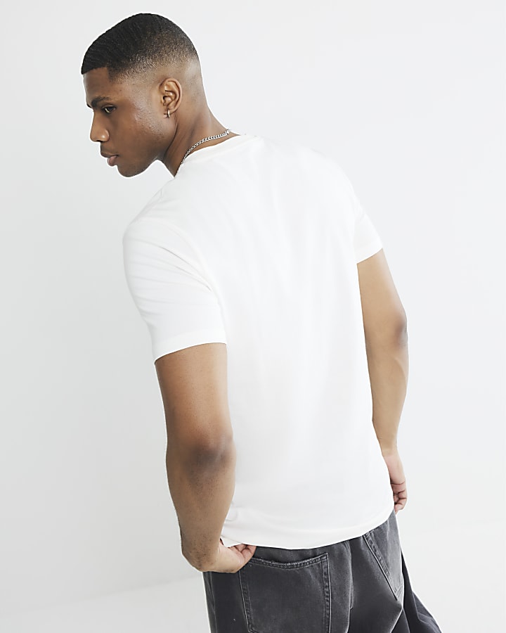 Beige Slim Fit Longline T-Shirt