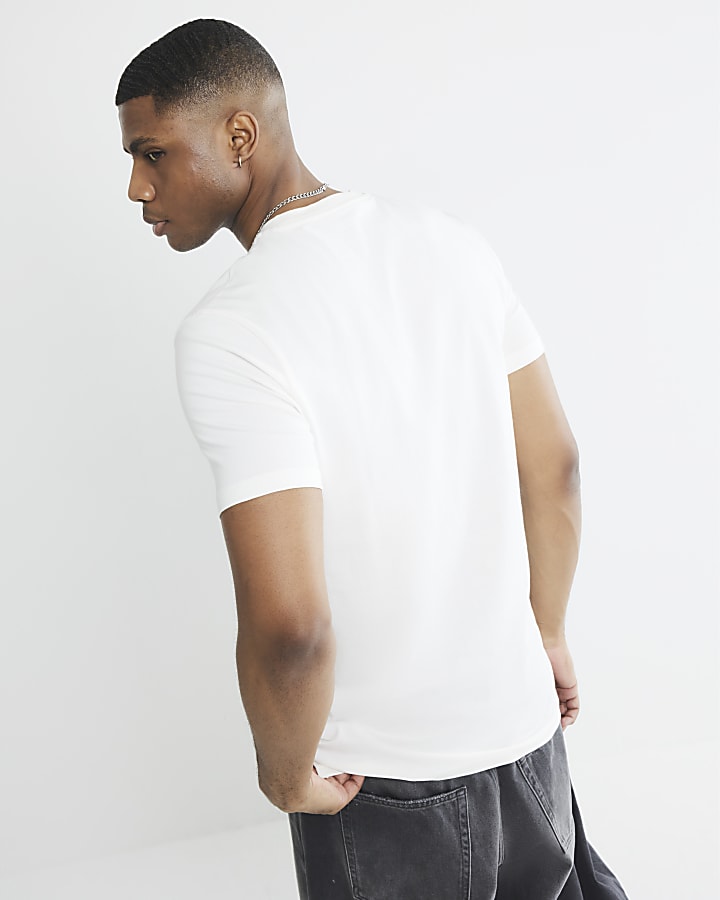 Beige Slim Fit Long Line T-Shirt