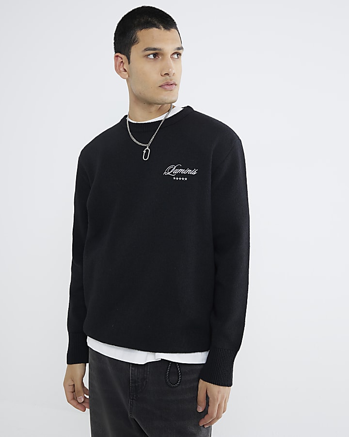 Black Long Sleeve Boucle Luminis Jumper