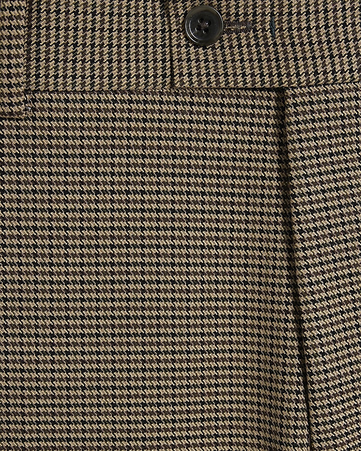 Stone Slim Fit Puppytooth Check Suit Trousers