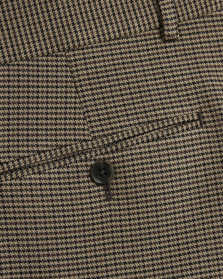 Stone Slim Fit Puppytooth Check Suit Trousers