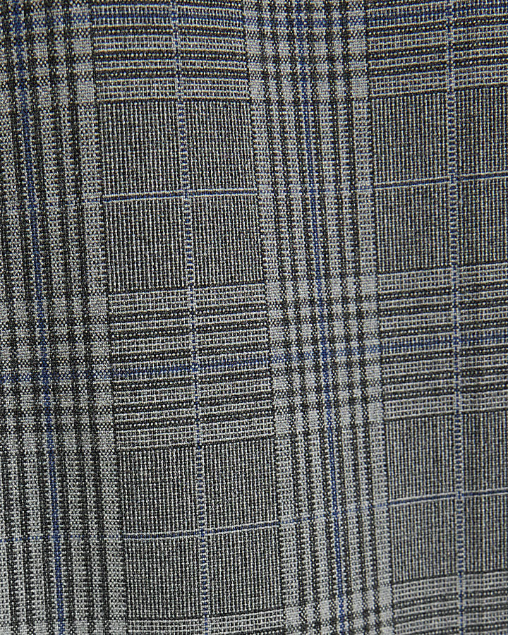 Grey Skinny Fit Check Suit Trousers