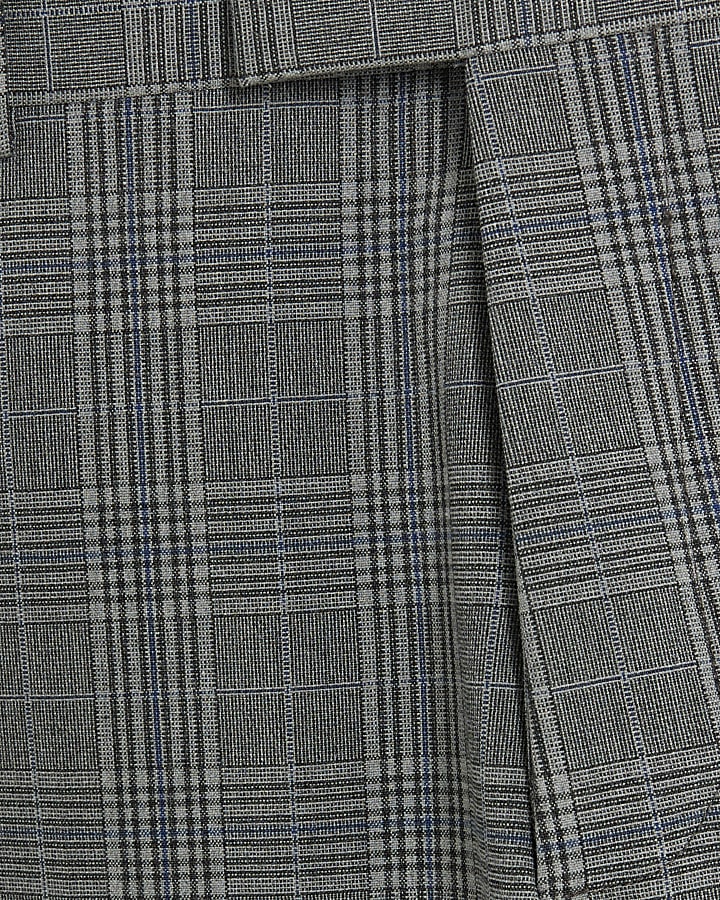 Grey Skinny Fit Check Suit Trousers
