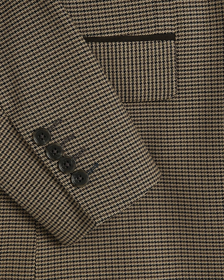 Stone Slim Fit Puppytooth Check Suit Jacket