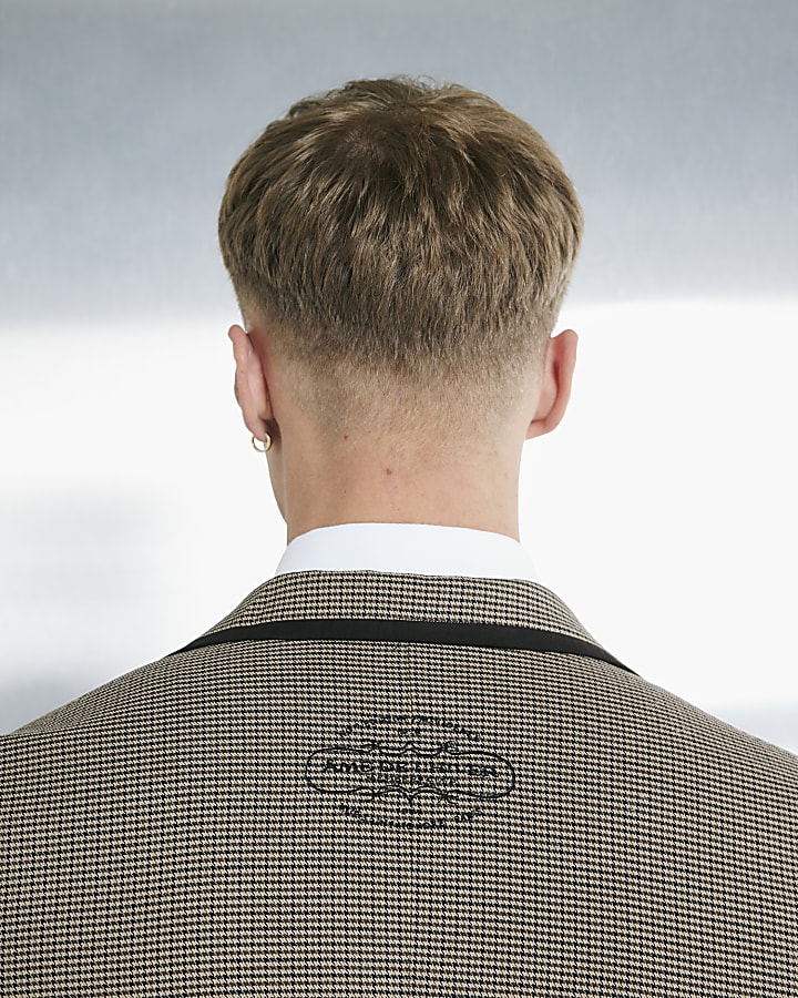 Stone Slim Fit Puppytooth Check Suit Jacket