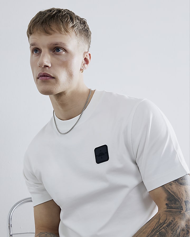 White Slim Fit Badge T-Shirt