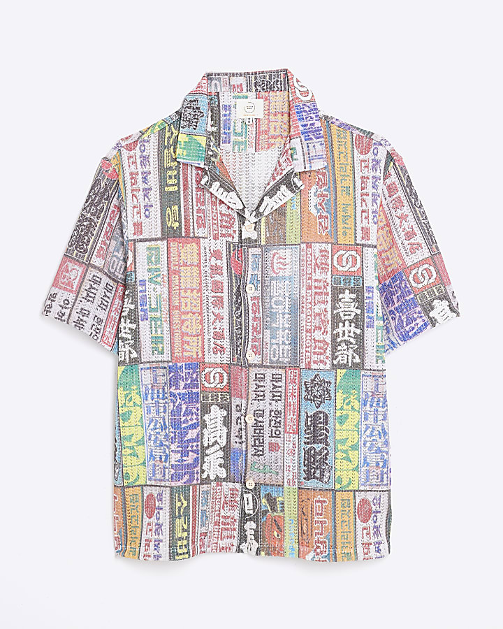 Multi Colour Japanese Advert Crochet Shirt