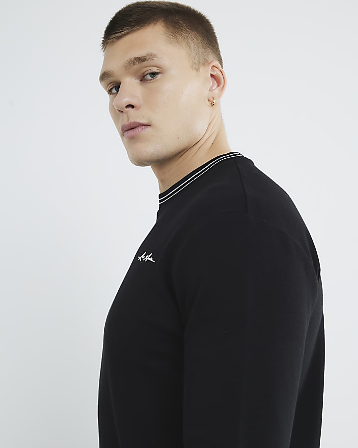 Black Slim Fit Les Amis Long Sleeve Top