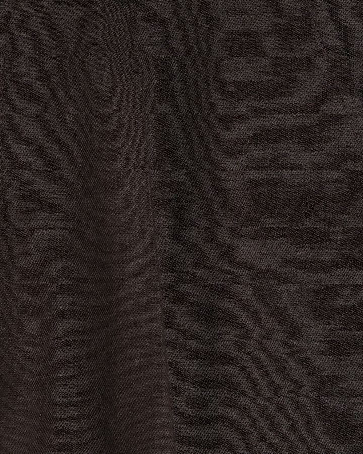 Brown Relaxed Fit Linen Blend Shorts