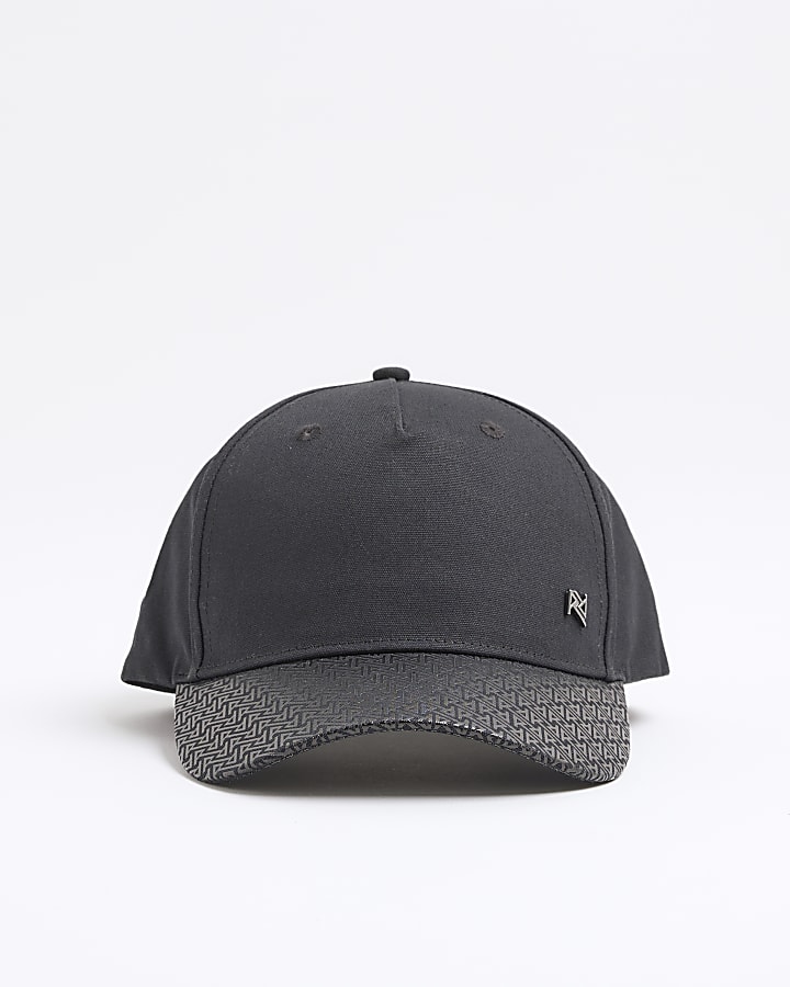 Black Monogram Peak Cap