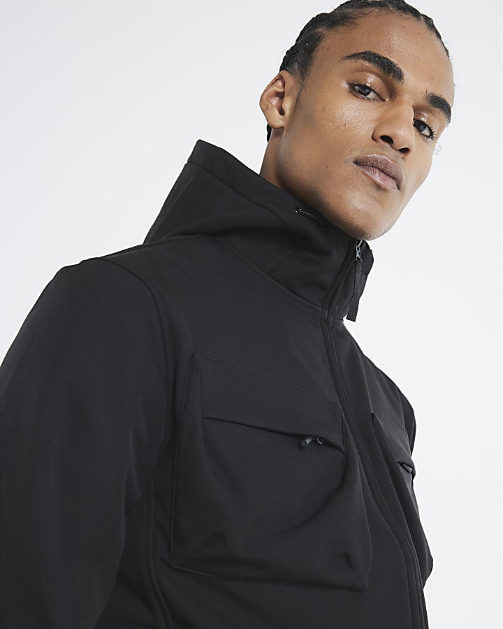 Black Hooded Softshell Jacket