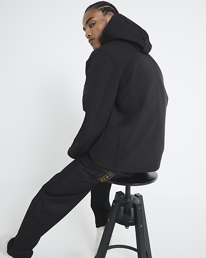 Black Hooded Softshell Jacket