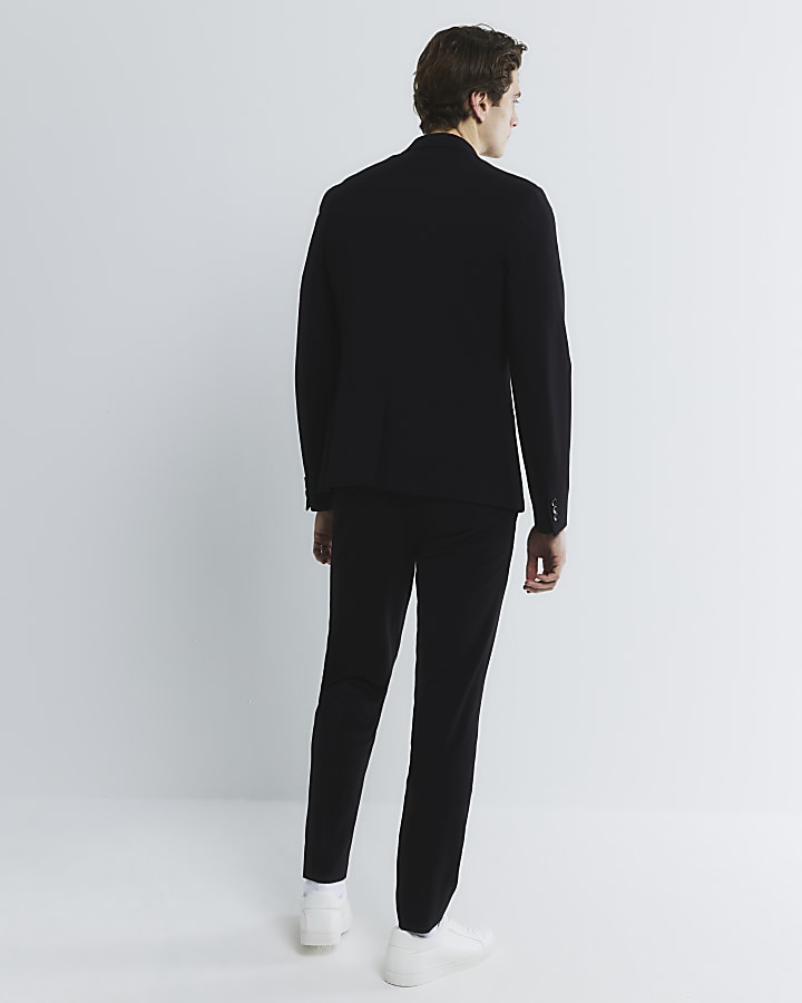 Black Stretch Skinny Fit Twill Suit Jacket