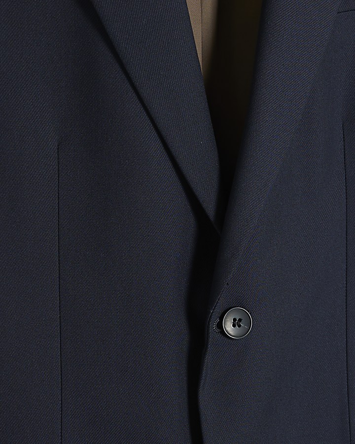 Navy Stretch Skinny Fit Twill Suit Jacket