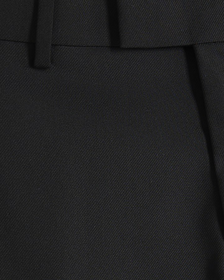Black Stretch Skinny Fit Twill Suit Trousers