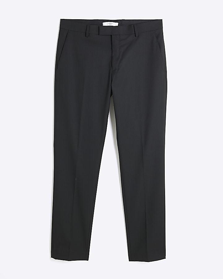 Black Stretch Skinny Fit Twill Suit Trousers