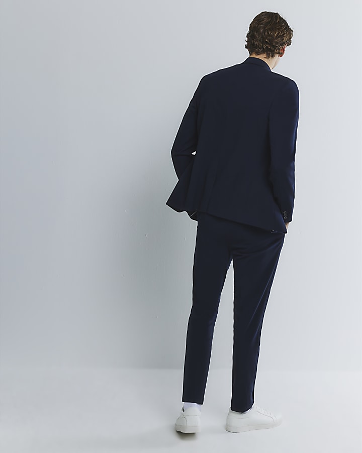 Navy Stretch Skinny Twill Suit Trousers