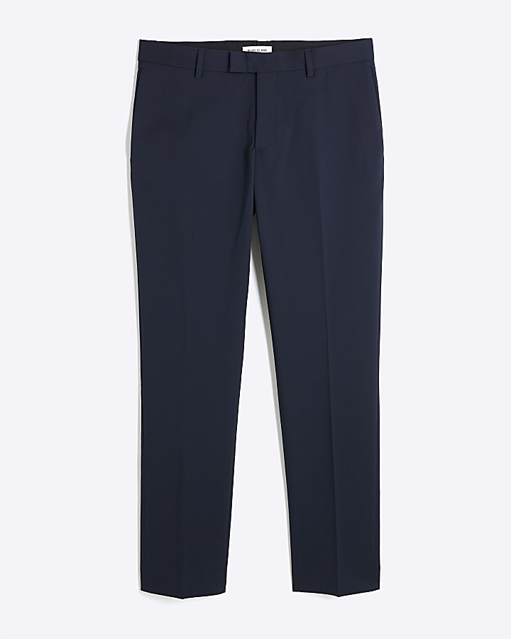 Navy Stretch Skinny Twill Suit Trousers