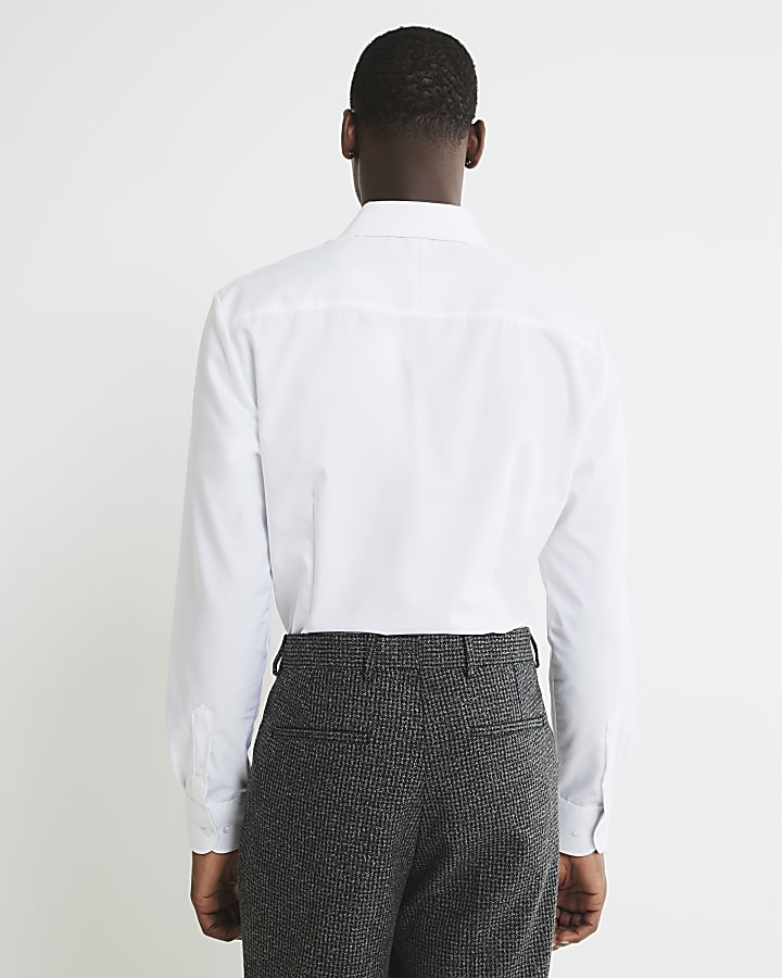 White Slim Fit Contrast Trim Shirt