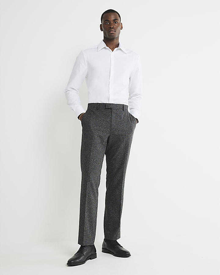 White Slim Fit Contrast Trim Shirt