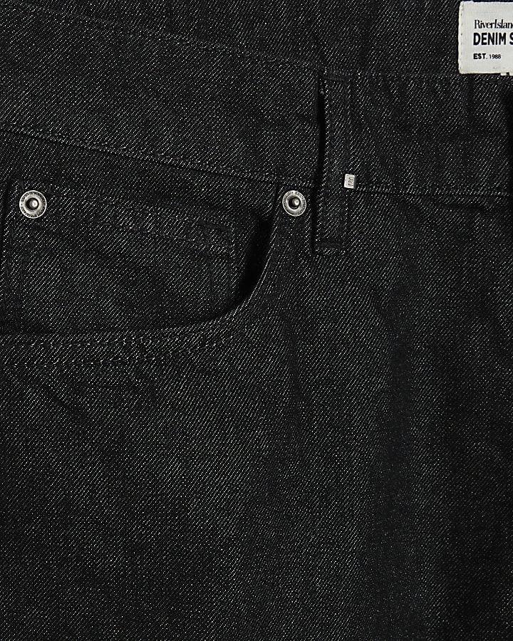 Black Denim Straight Jeans