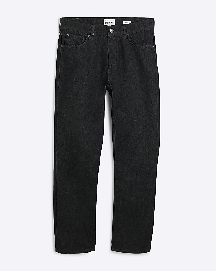 Black Denim Straight Jeans