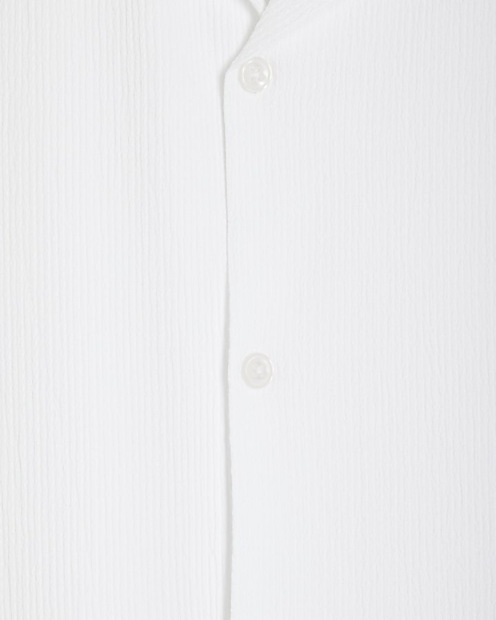 White Regular Fit Crinkle Shirt