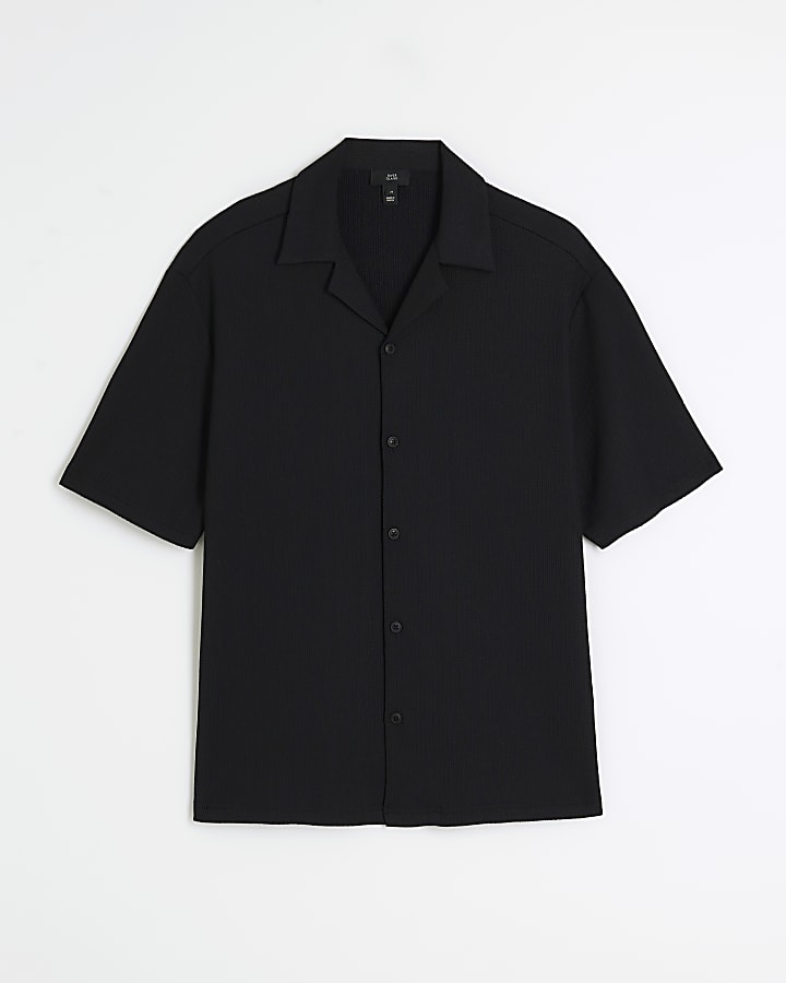 Black Regular Fit Textured Shirt