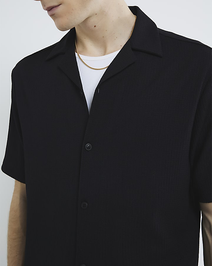 Black Regular Fit Textured Shirt