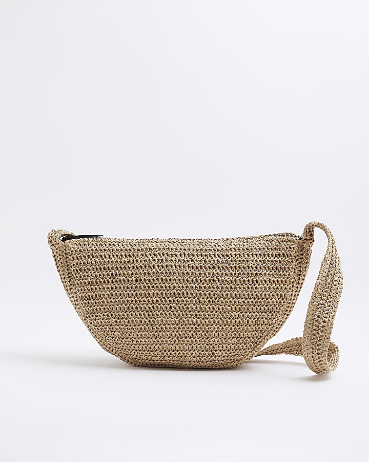 Stone Raffia Les Amis Cross Body Bag