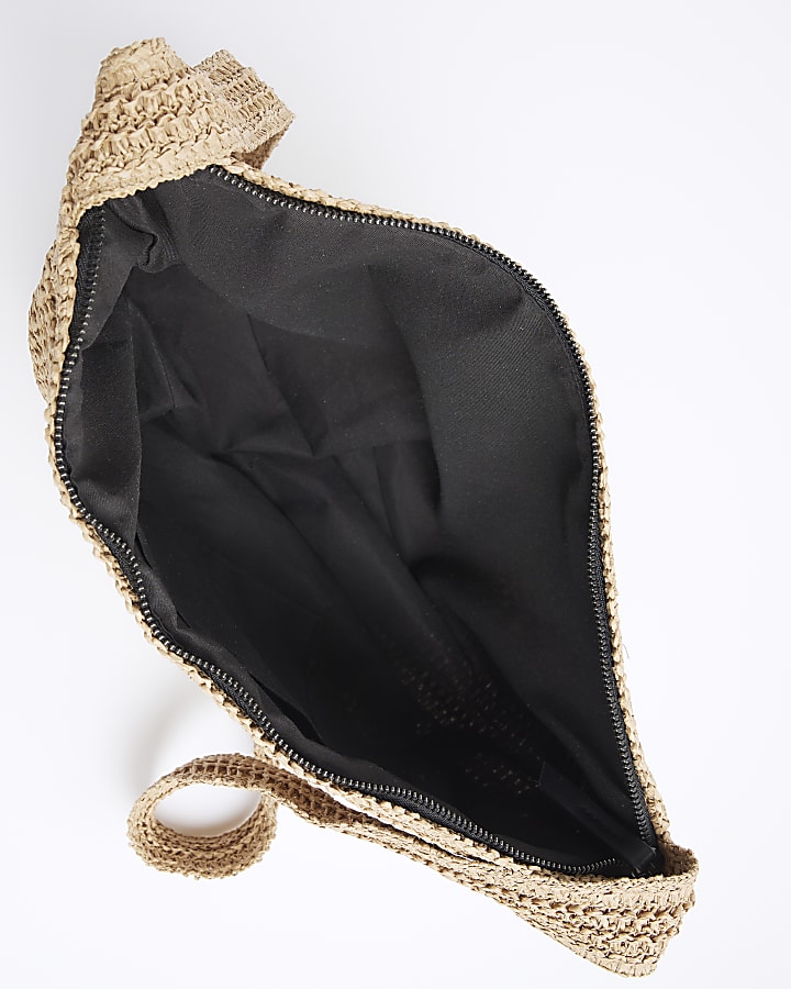 Stone Raffia Les Amis Cross Body Bag