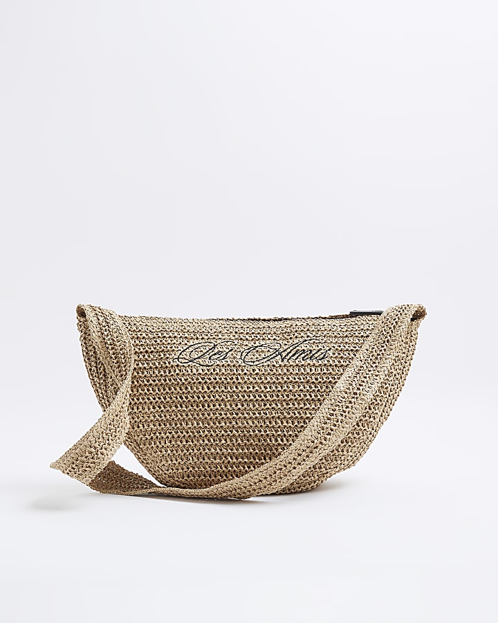 Stone Raffia Les Amis Cross Body Bag