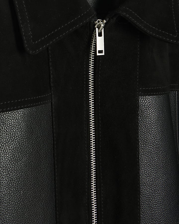 Black Premium Leather Panelled Jacket