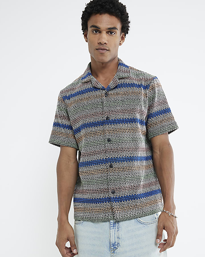 Multi Colour Crochet Stripe Shirt