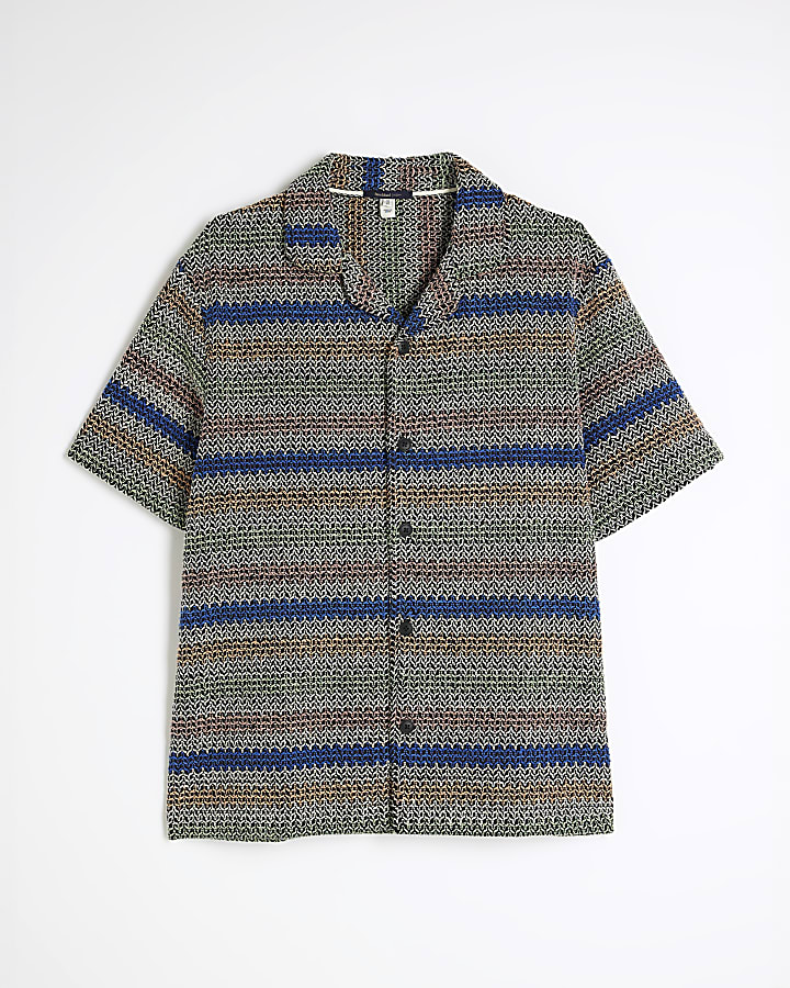 Multi Colour Crochet Stripe Shirt