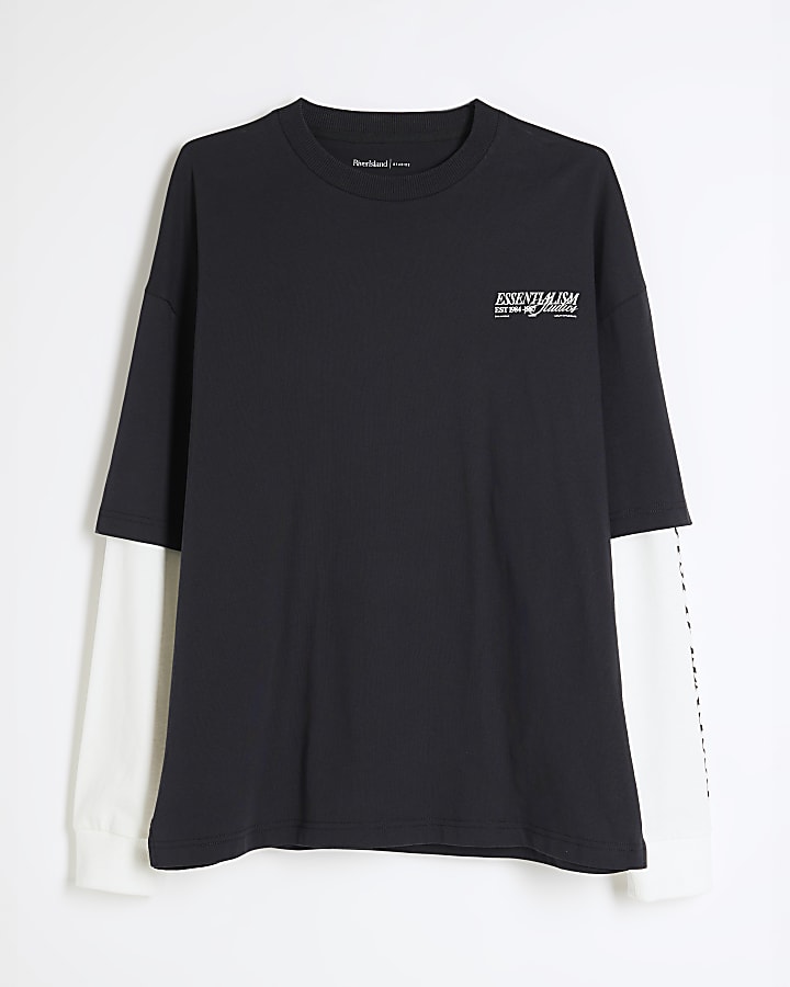 Black Double Layered Essentialism T-Shirt