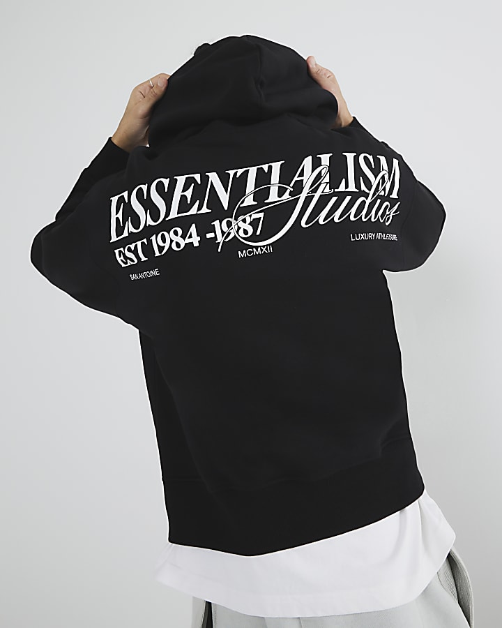 Black Long Sleeve Essentialism Hoodie