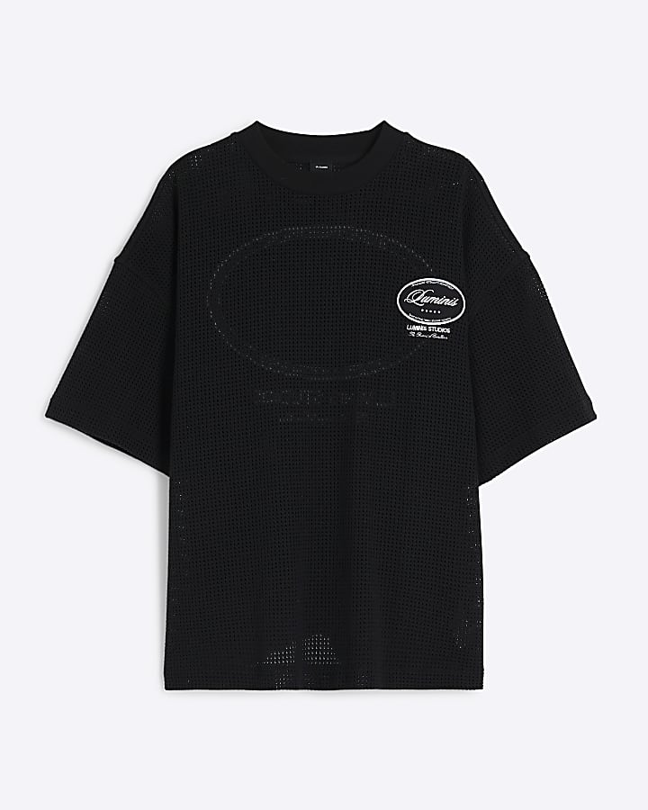 Black Regular Fit Luminis Crochet T-Shirt