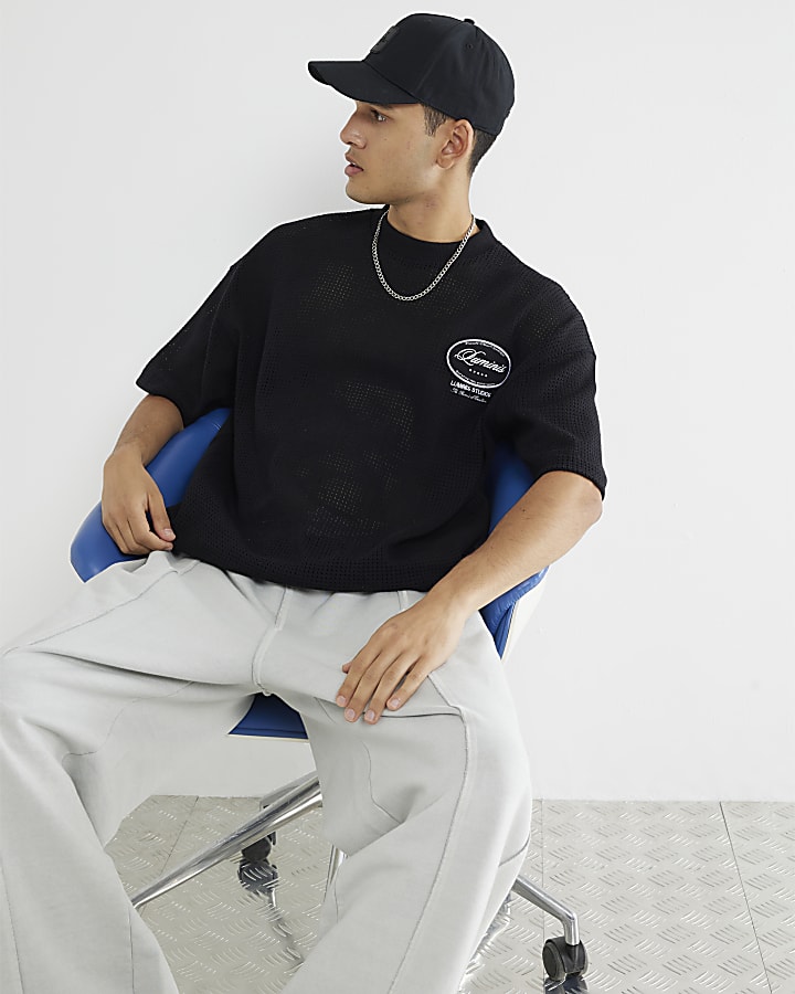 Black Regular Fit Luminis Crochet T-Shirt