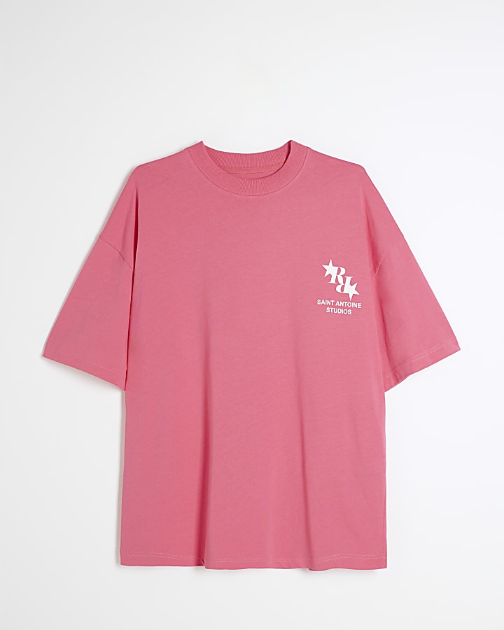 Pink Boxy Fit Short Sleeve RR Star T-Shirt