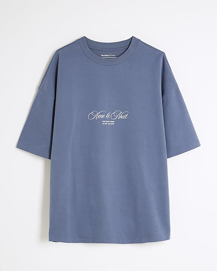 Blue Boxy Fit Ame Nuit T-Shirt