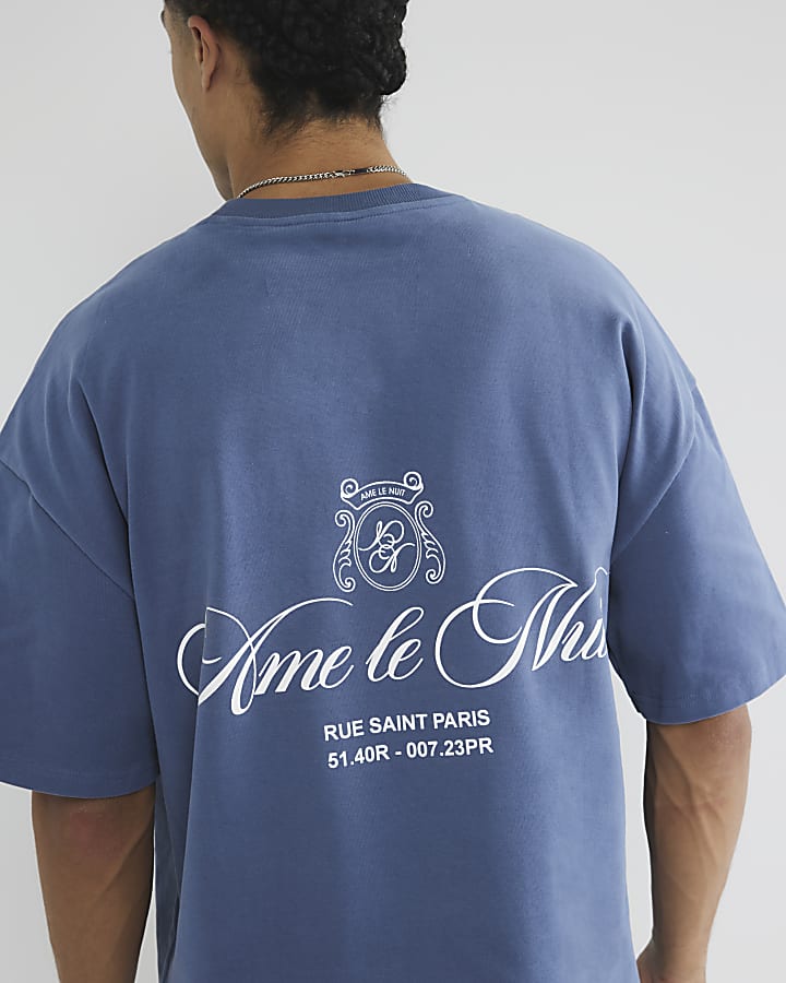 Blue Boxy Fit Ame Nuit T-Shirt