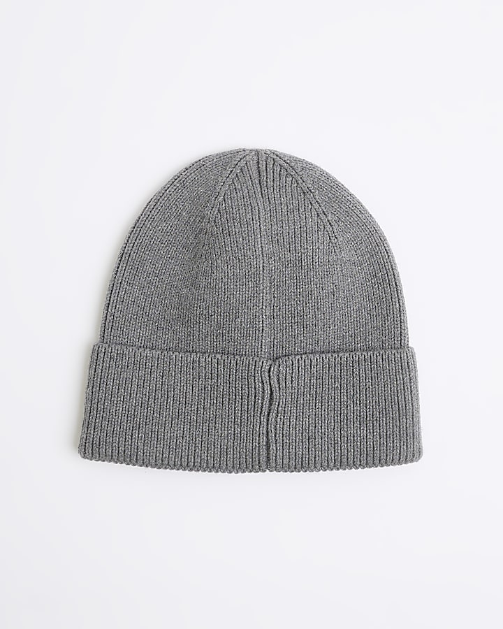 Grey Rubber Badge Beanie