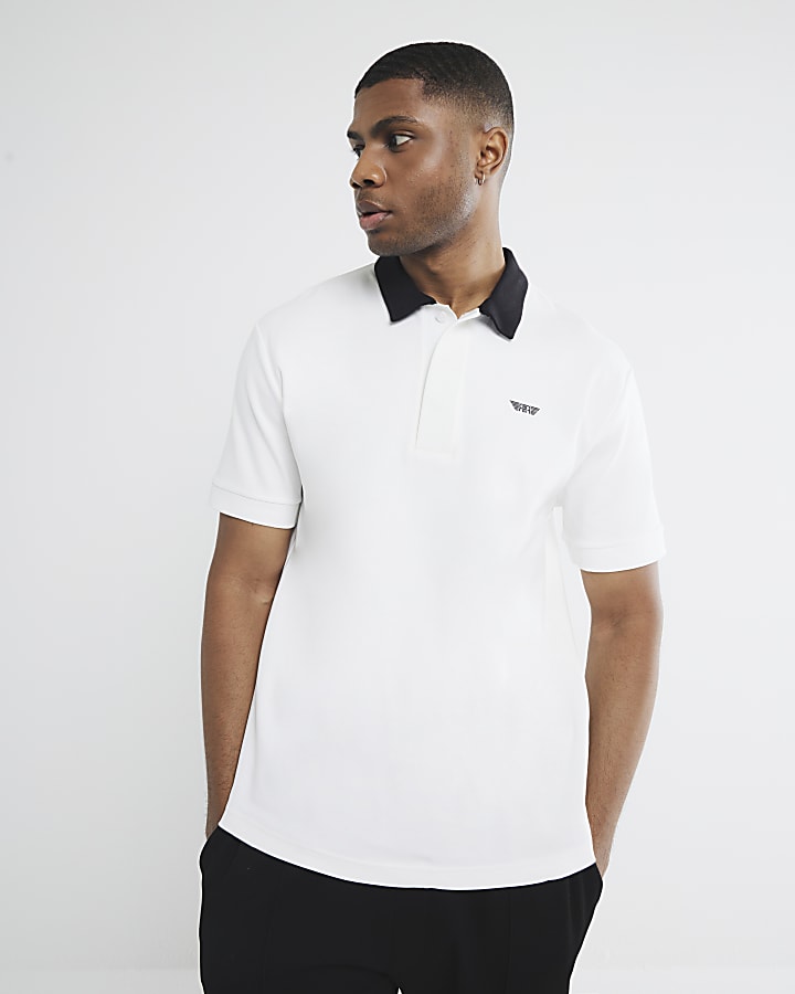 White Short Sleeve Concealed RI Polo Shirt