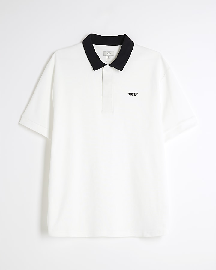 White Short Sleeve Concealed RI Polo Shirt