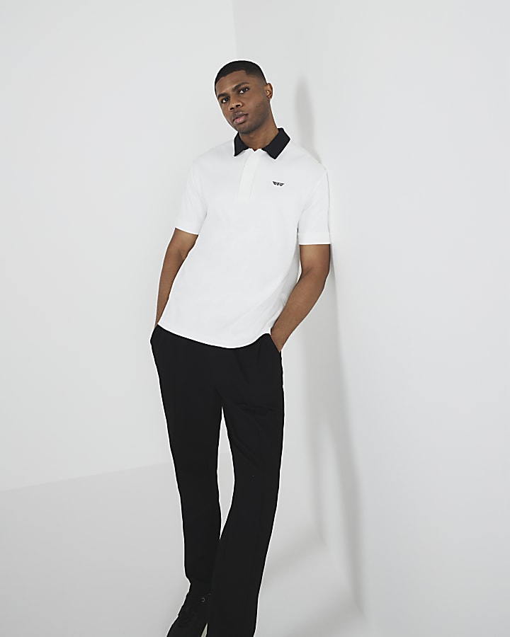 White Short Sleeve Concealed RI Polo Shirt