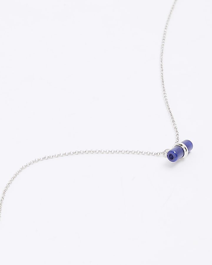 Blue Stone T Bar Necklace