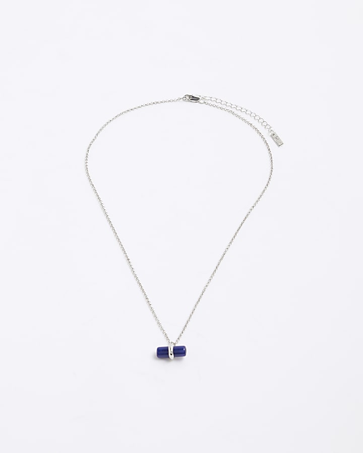 Blue Stone T Bar Necklace